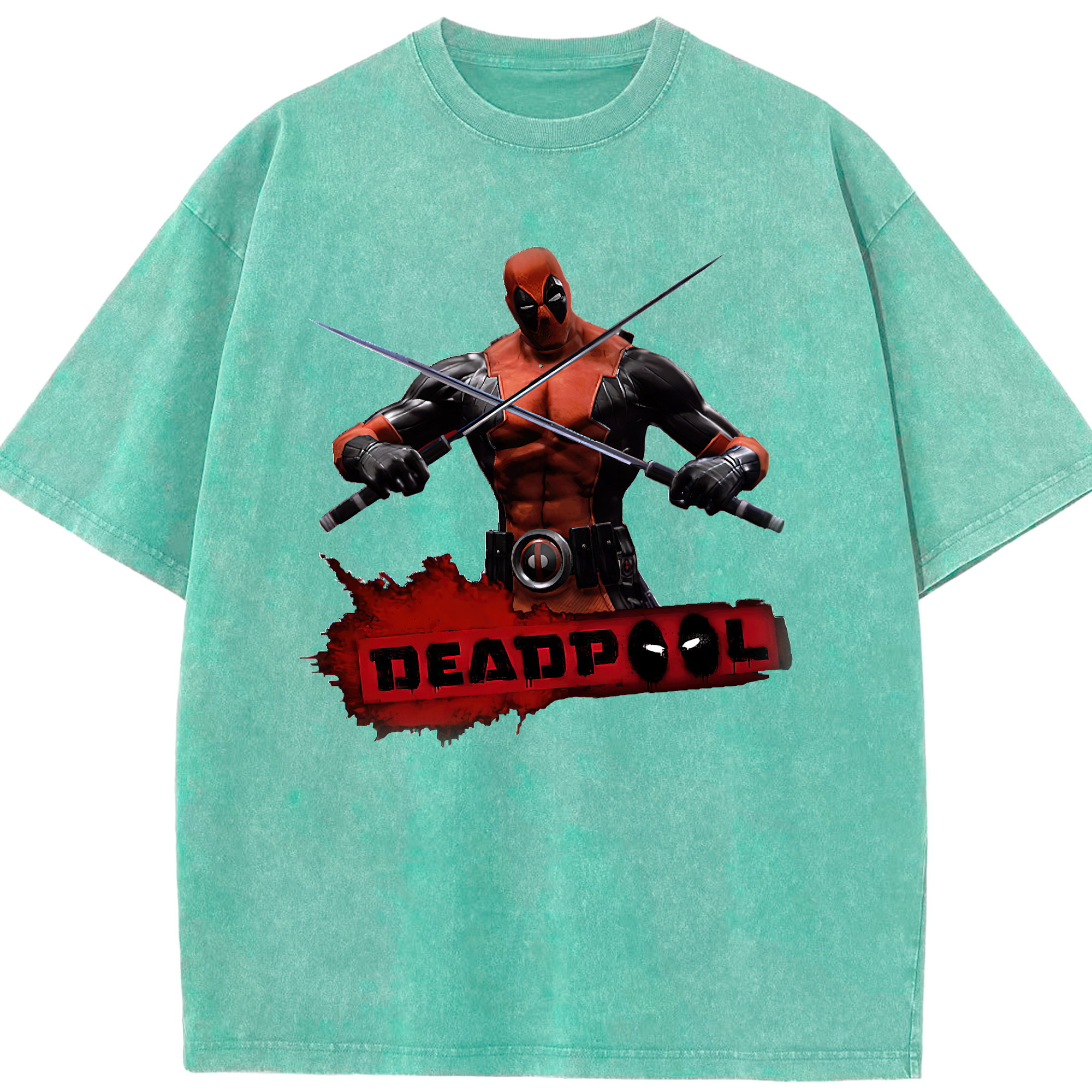（画像用） Deadpool デッドプール 綿100% ヴィンテージ風 半袖Tシャツ（フロントプリント）